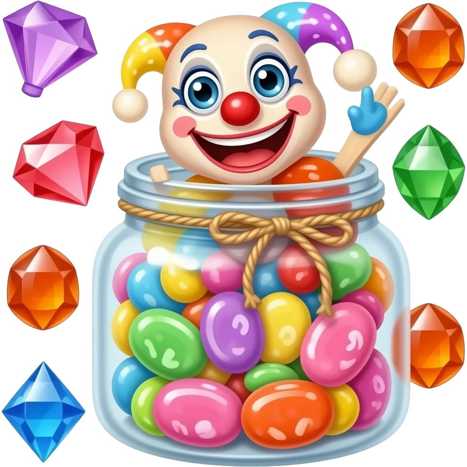 J is for jellybeans,jewels,jack in the box,jam emoji