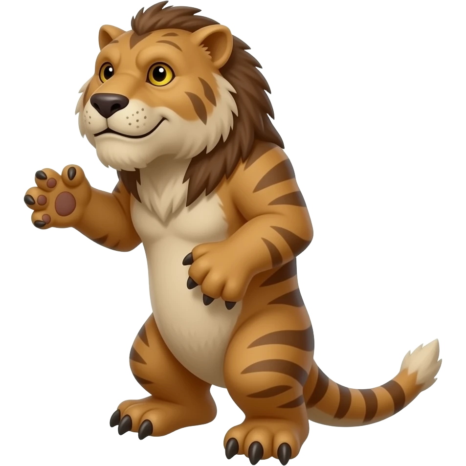 Smilodon stands on two legs emoji