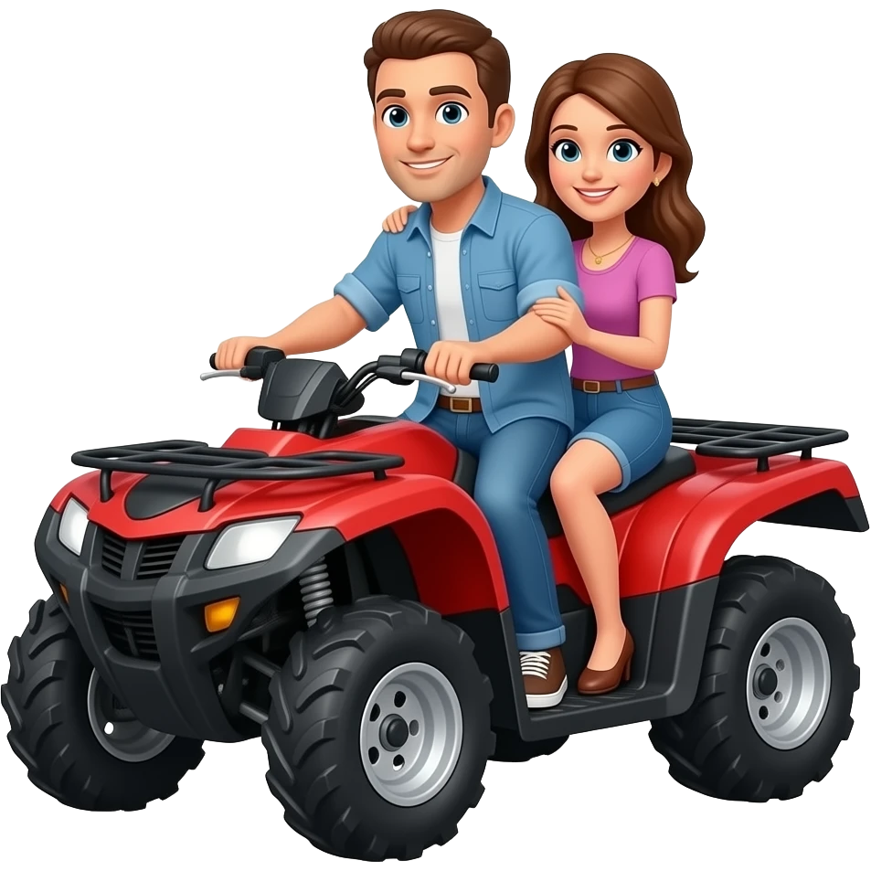 A fair-complexioned man and his wife are riding an ATV. emoji | AI ...