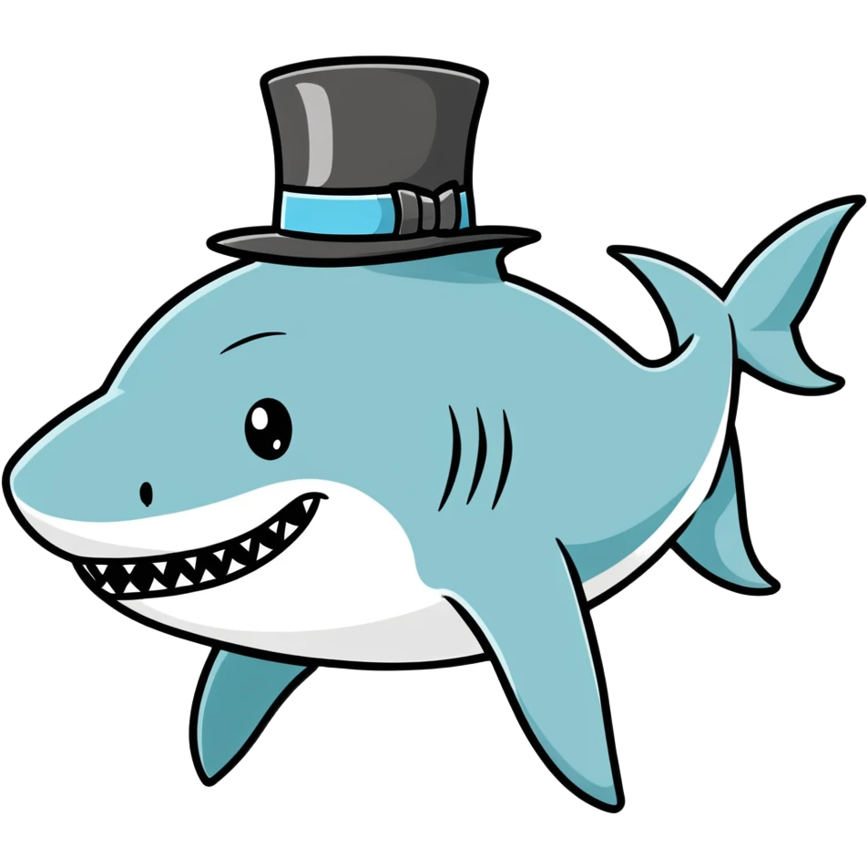 Shark with a top hat emoji
