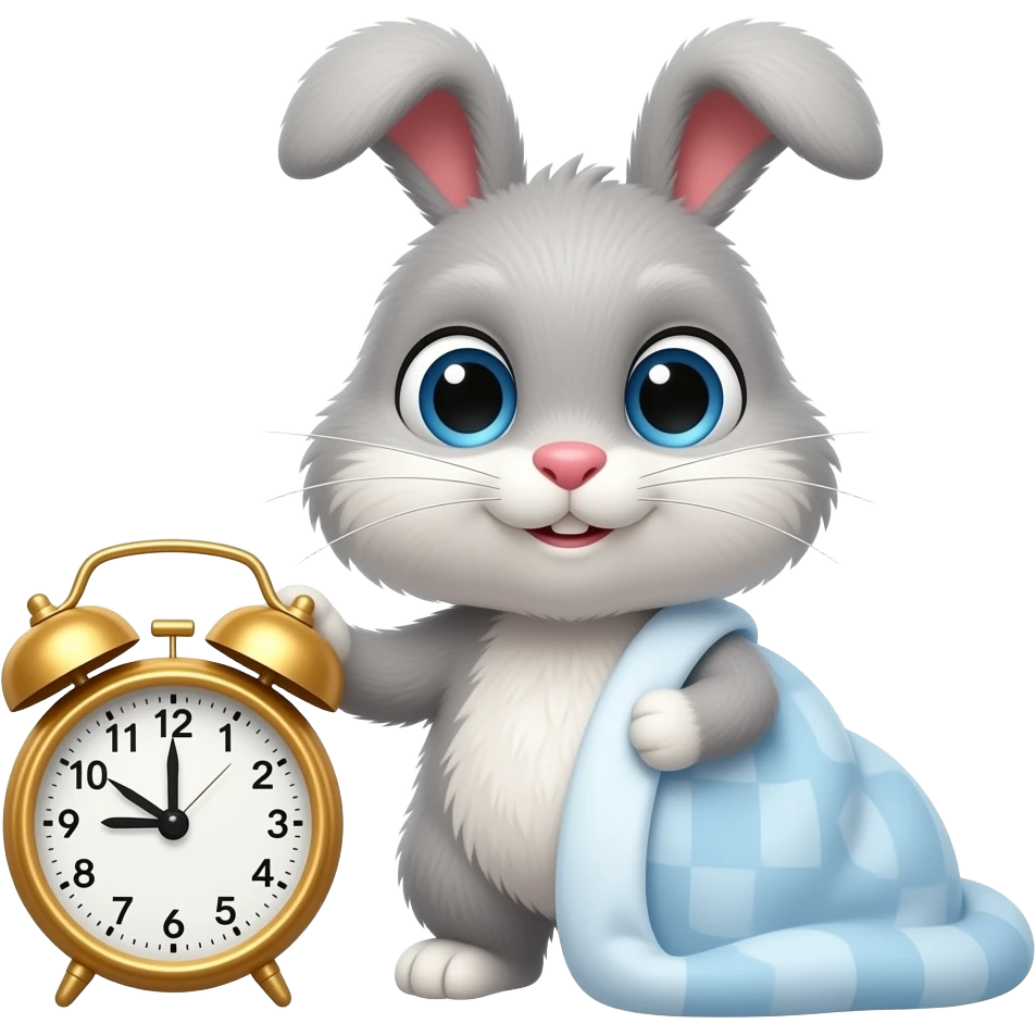 First, bunny wakes up when bunny’s alarm rings. emoji