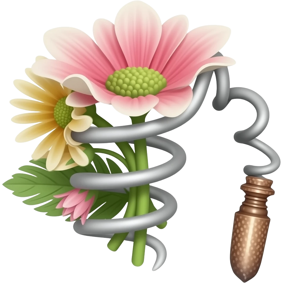 Sharp cork Screw with flowers emoji