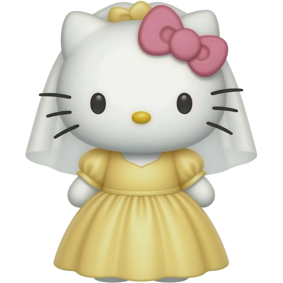 Hello Kitty, smiling in a yellow wedding dress emoji