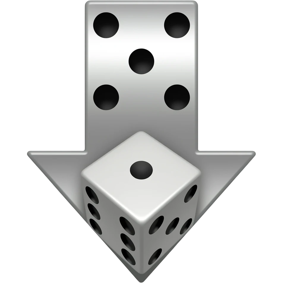 Down pointing arrow with a dice below emoji
