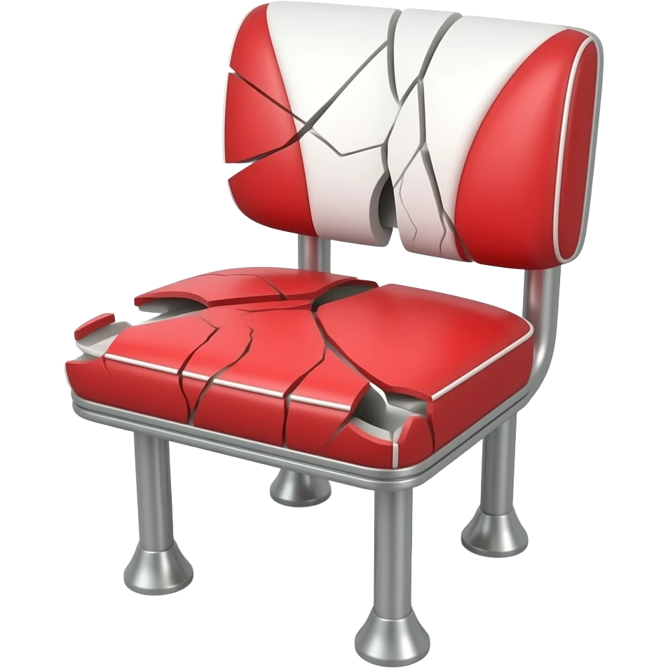 Broken red diner chair emoji