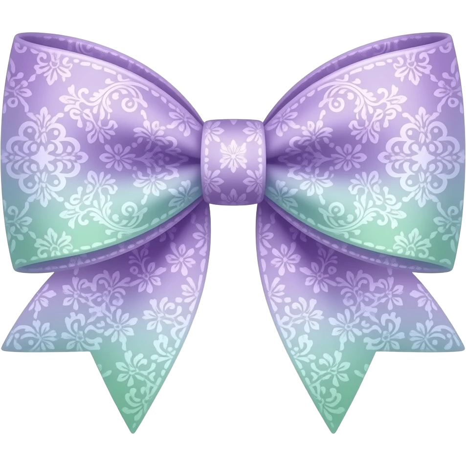 light purple ombre green pastel  with  hyacinth rococo style pattern on bow lace coquette bow emoji