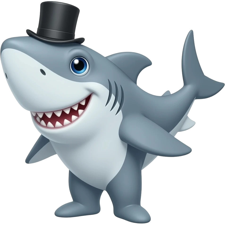 Shark with a top hat emoji