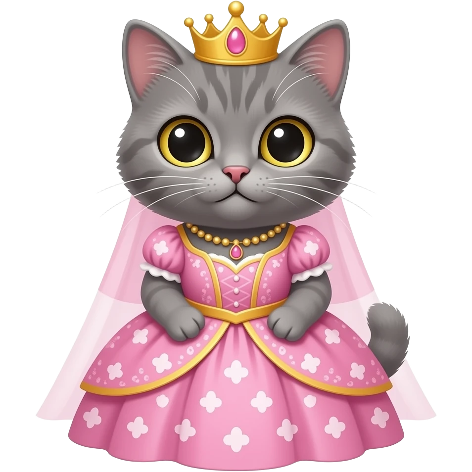 Grey cat dressed as a princess emoji