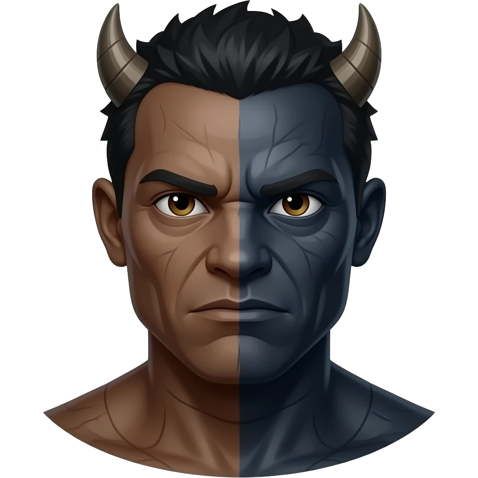 A dark male shapeshifter half reptillian face emoji