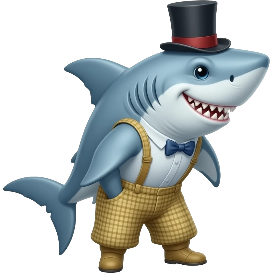 Shark with a top hat emoji