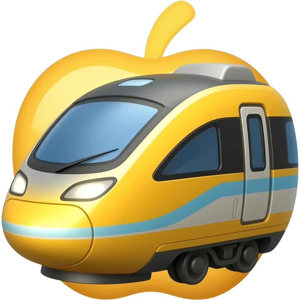 Apple emoji style yellow and blue aerodynamic design bullet train emoji