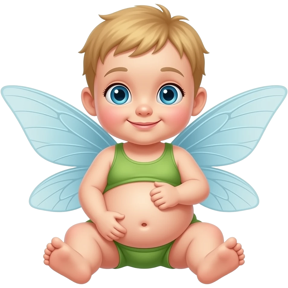A baby girl fairy,she a very hugely fat belly,she is so stuffed that she has to sit,she could almost roll,rubbing her full bellybutton so she will cutely do a good belly show & tell. emoji