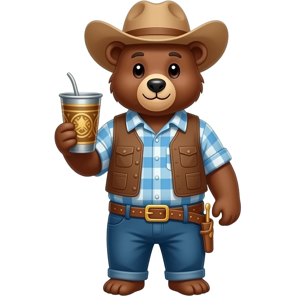 Urso com cuia de chimarrão e chapéu gaúcho emoji