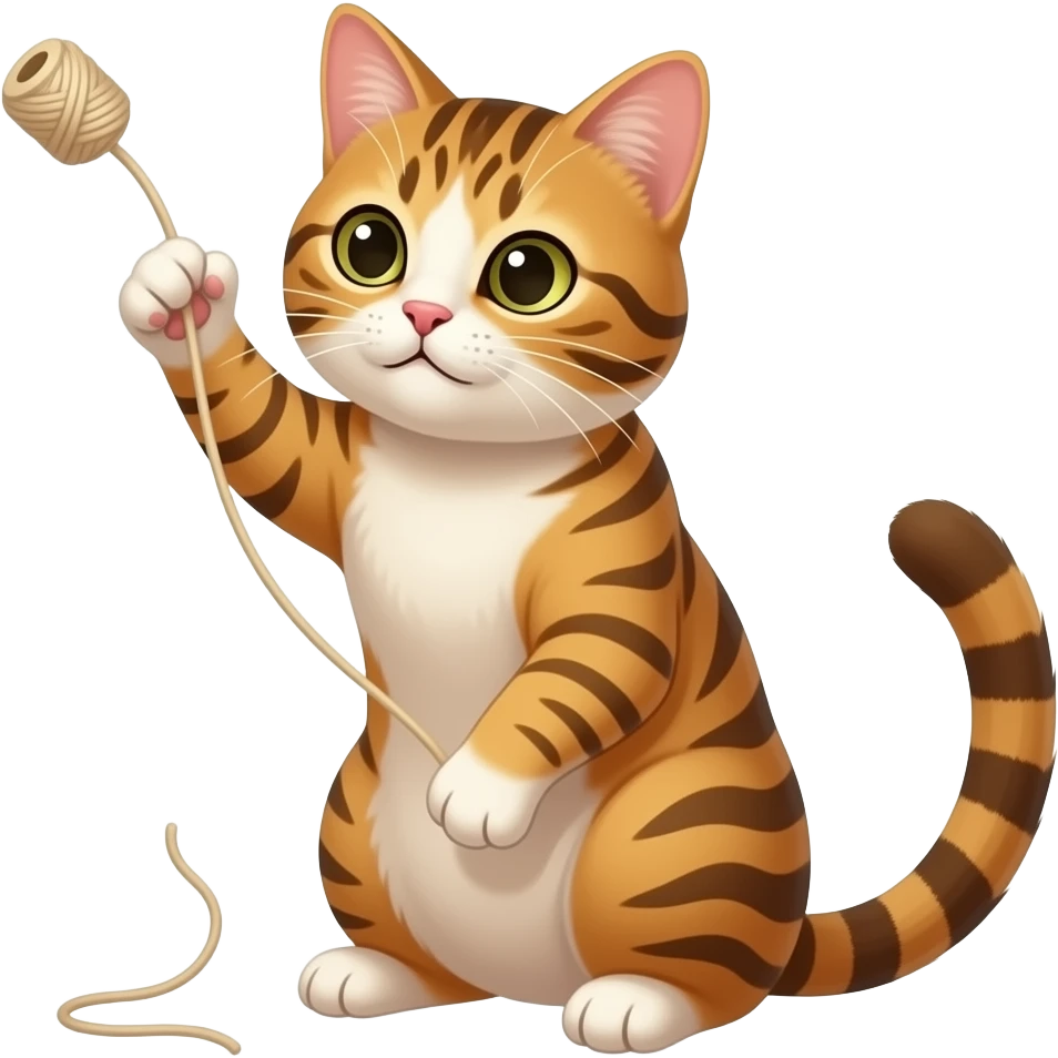 a cat playing with thread emoji
