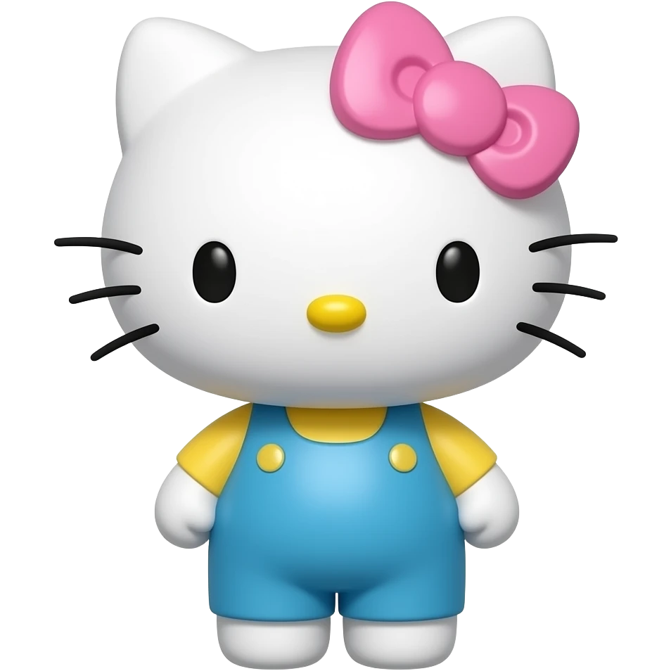 Glossy Pastel pink yellow and blue colored hello Kitty head with front paws emoji