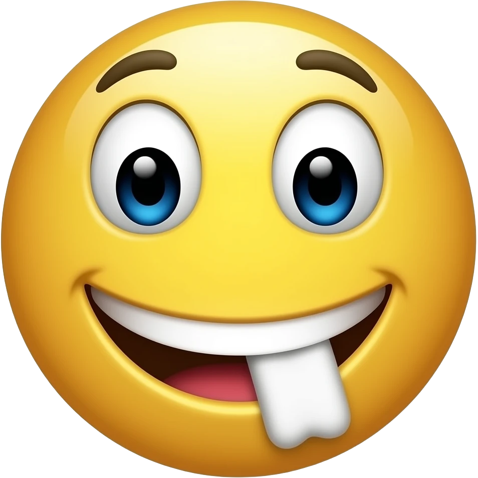 Улыбающийся смайлик 😁 но без 1 переднего зуба emoji