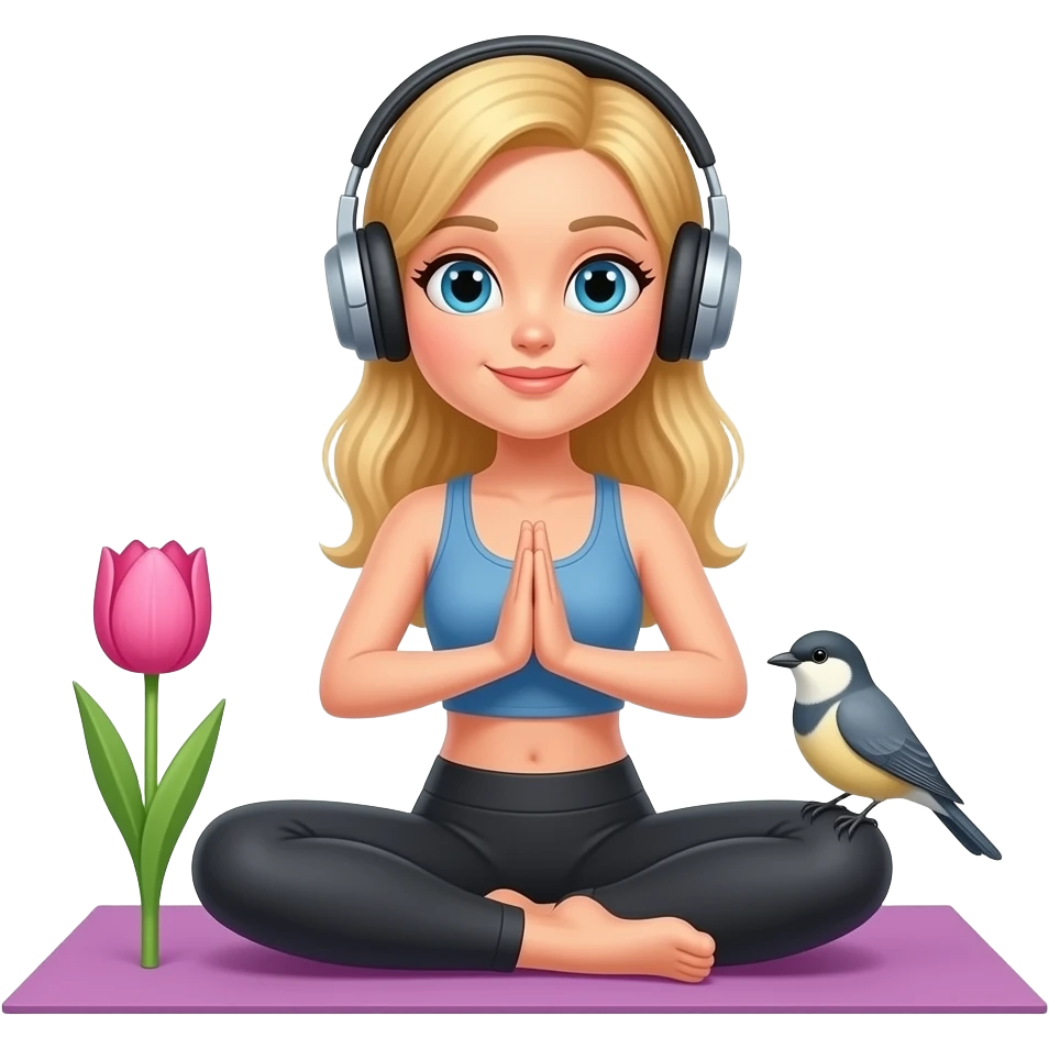 👱🏻‍♀️ 🧘🏼‍♀️🎧🌞🌷🐦 emoji