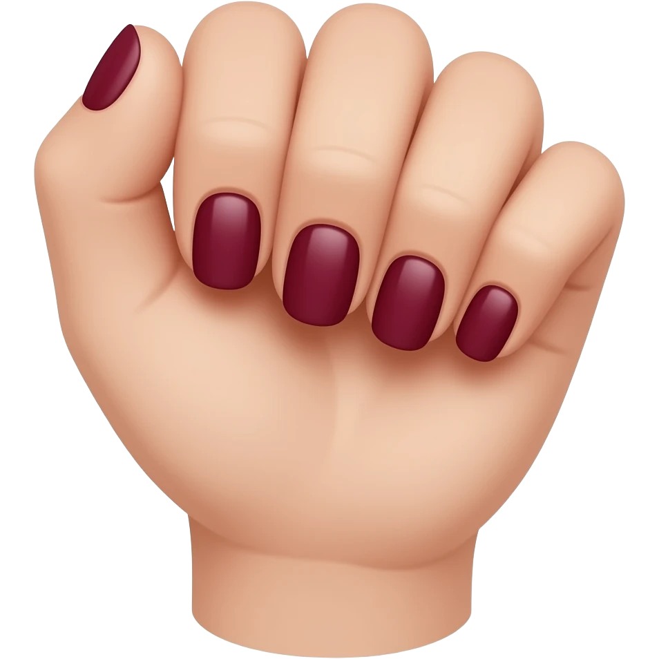 Маленькая ручка с бордовым маникюром emoji