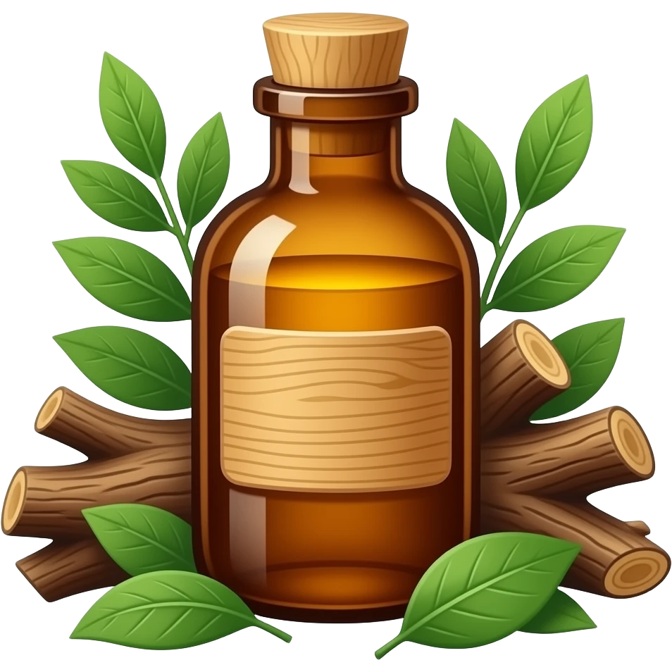 full medicine bottle with tree bark and leaves nearby emoji