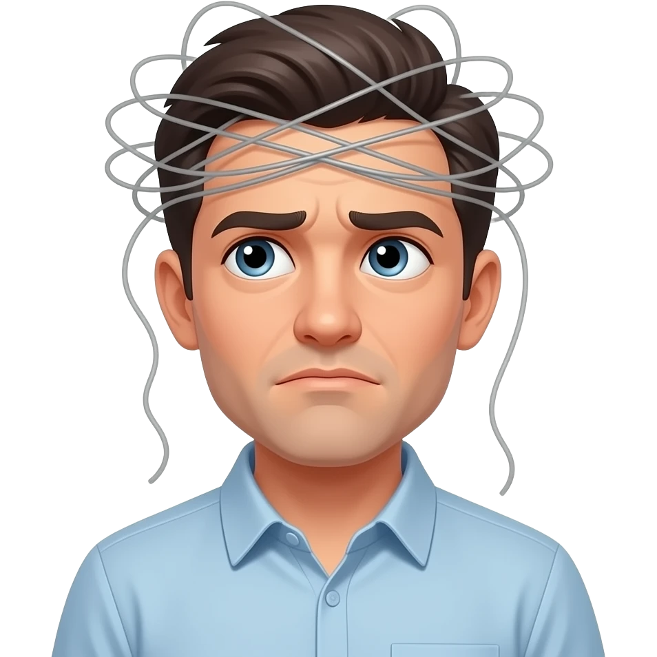 Мужчина запутался в сложных мыслях emoji