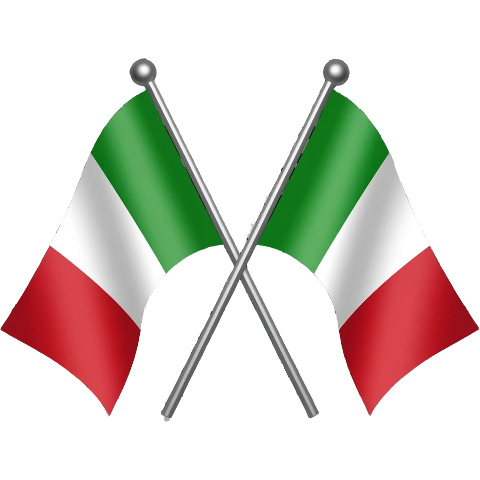 I want 2 Italian flag crossed each other straight and dont zoom in too much and black backgroumd emoji