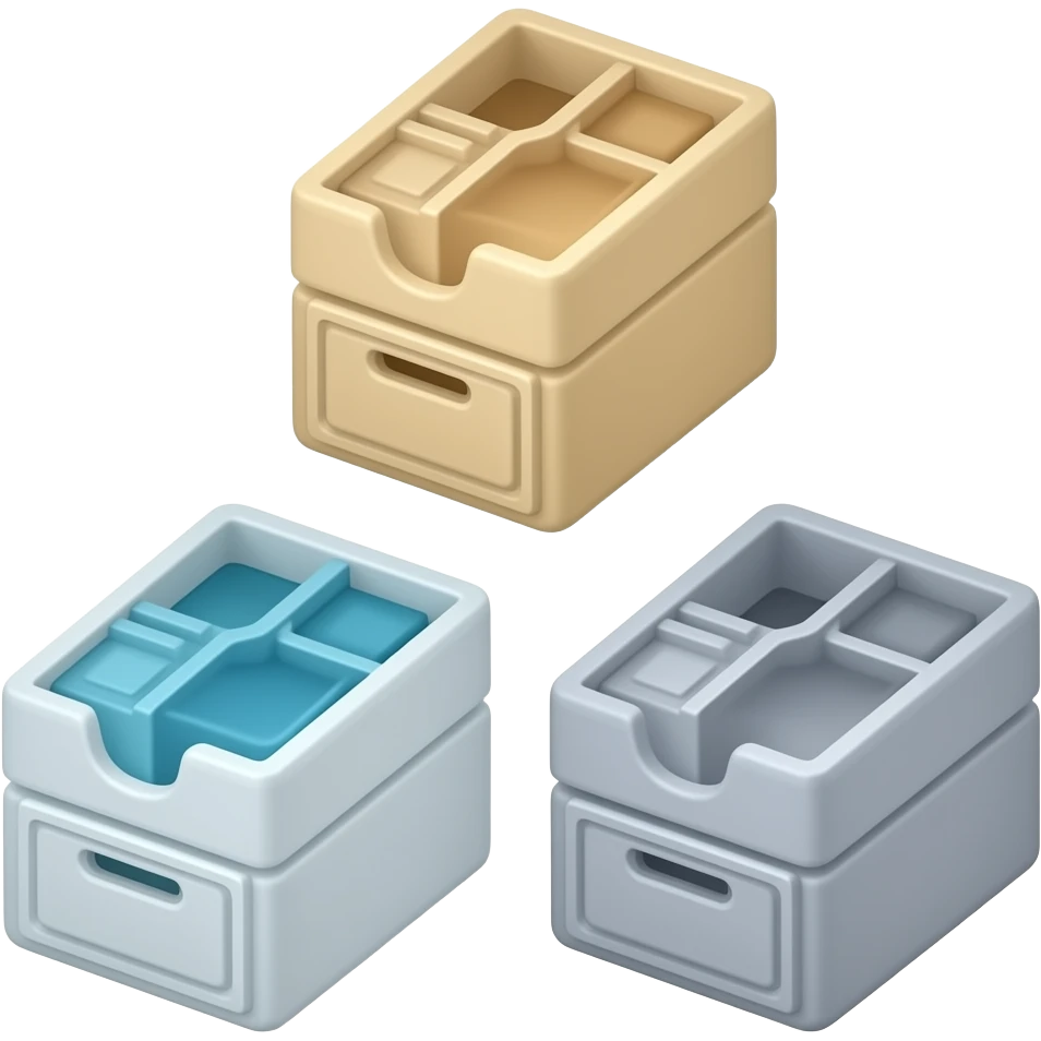 three organizer boxes emoji