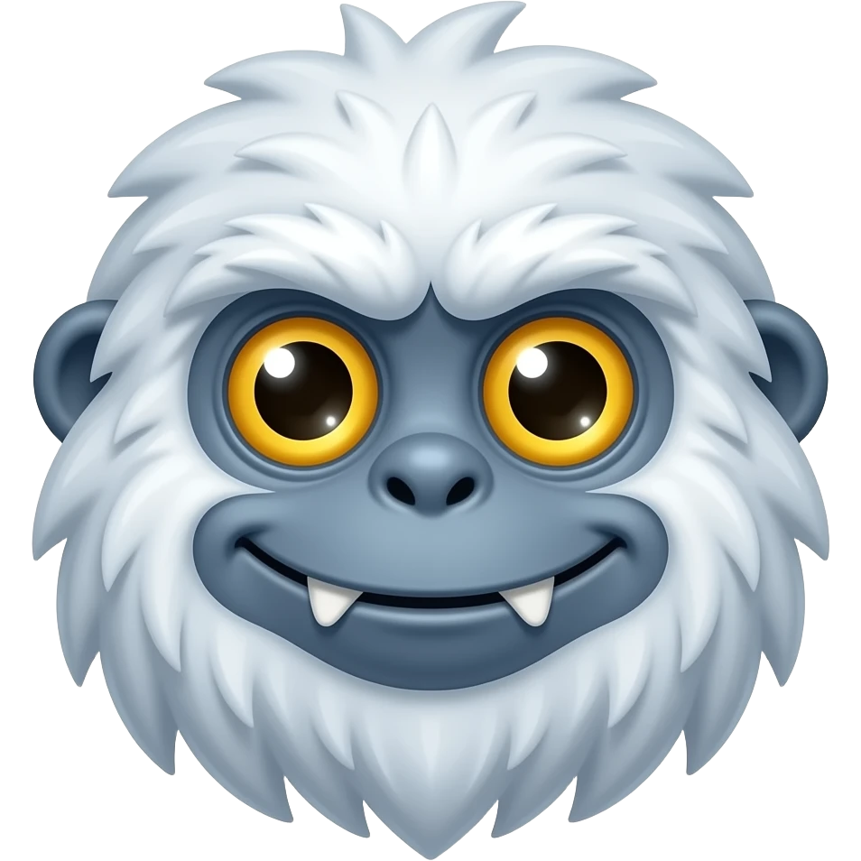 Dziwny głowa yeti który jest radosny i ma dziwną minę emoji