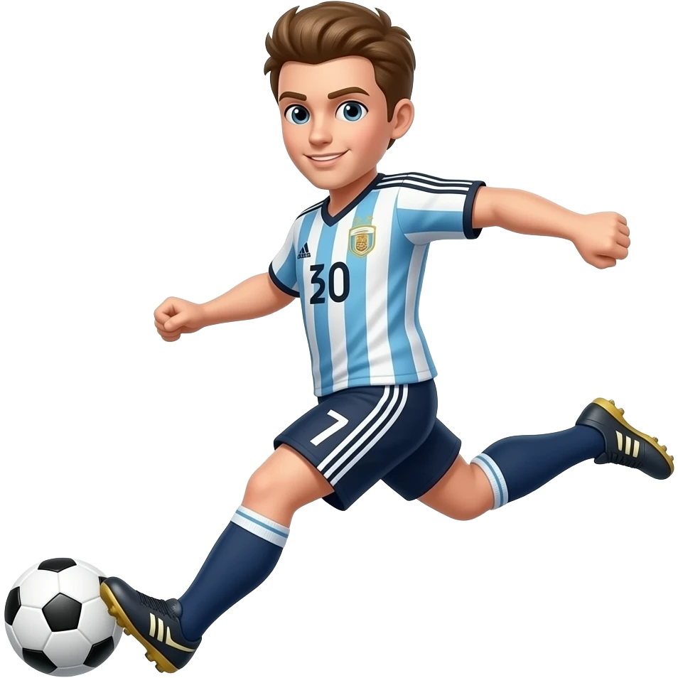 left winger kicking the ball with right foot for scoring a goal emoji
