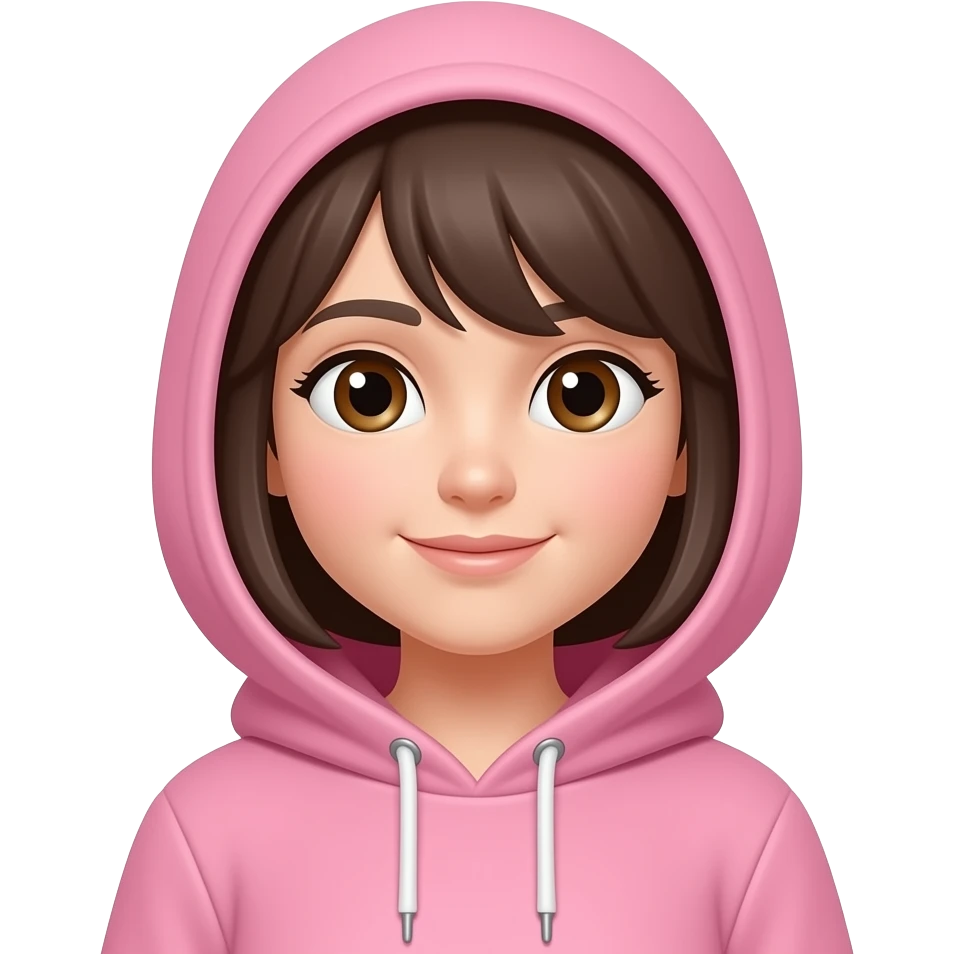 With this same picture, make her wear a light pink hoodie emoji