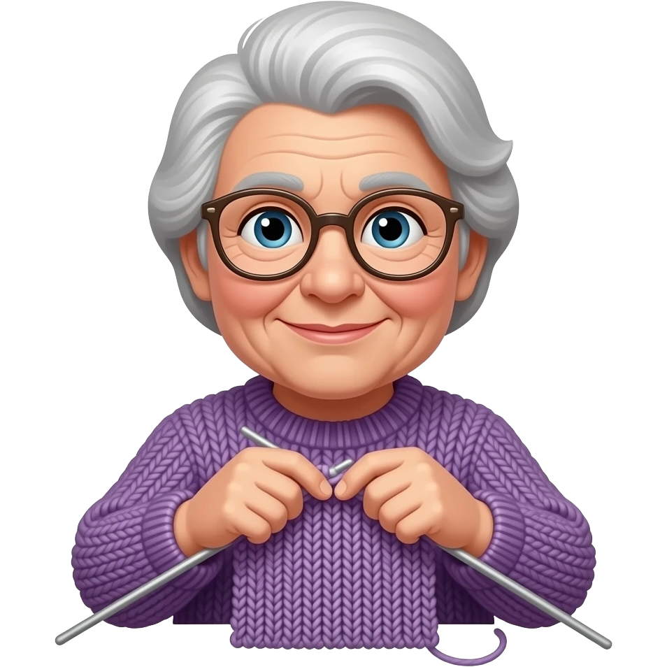Old lady knitting emoji
