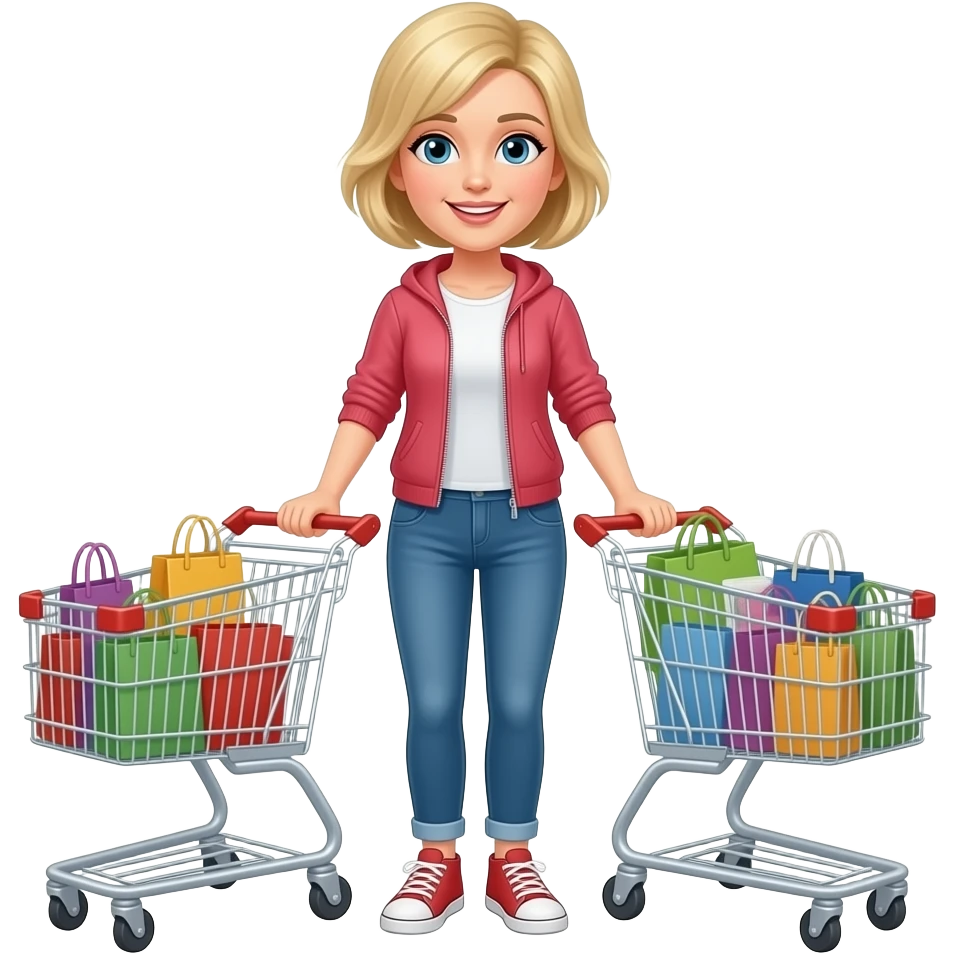 full body white woman short blonde hair shopping emoji