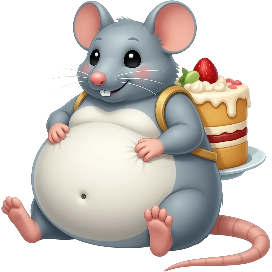A cute little mouse,gets a giant overstuffed belly,she has eaten entire cake,now she is too full to move and remains stuck on her back,then she finds her well fed Bellybutton and gives it a deep tickle. emoji