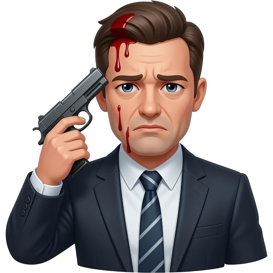 A depresd guy with pistol in his head blood emoji