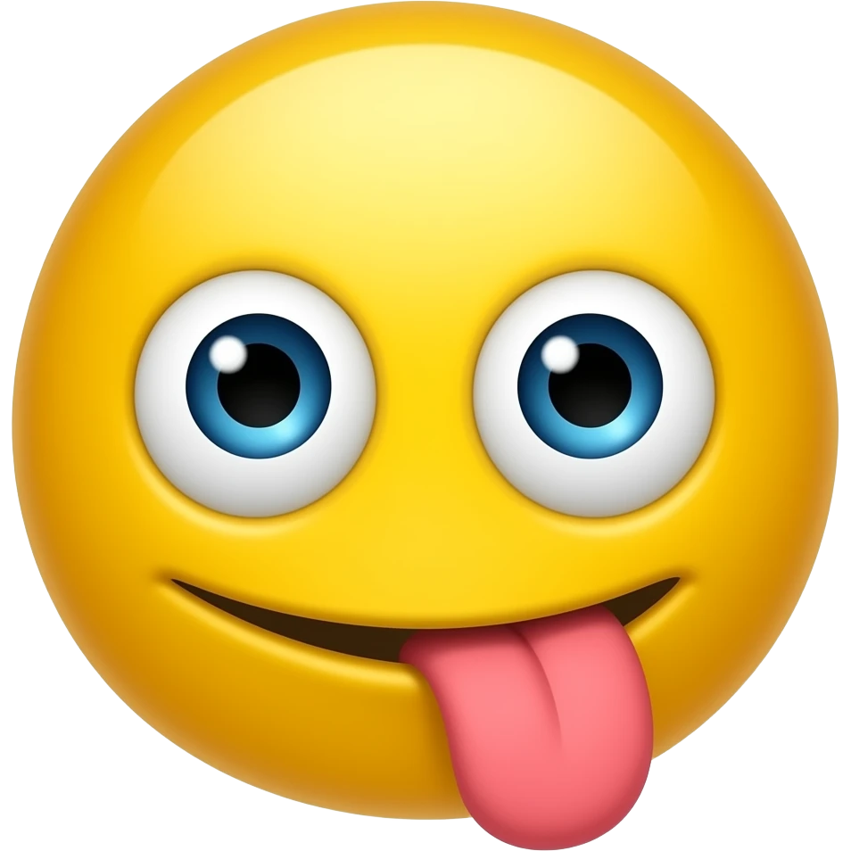 A yellow head with its tongue sticking out and looking dumb emoji