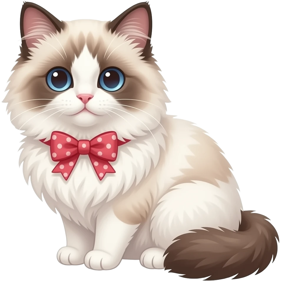 Cute ragdoll with bow emoji