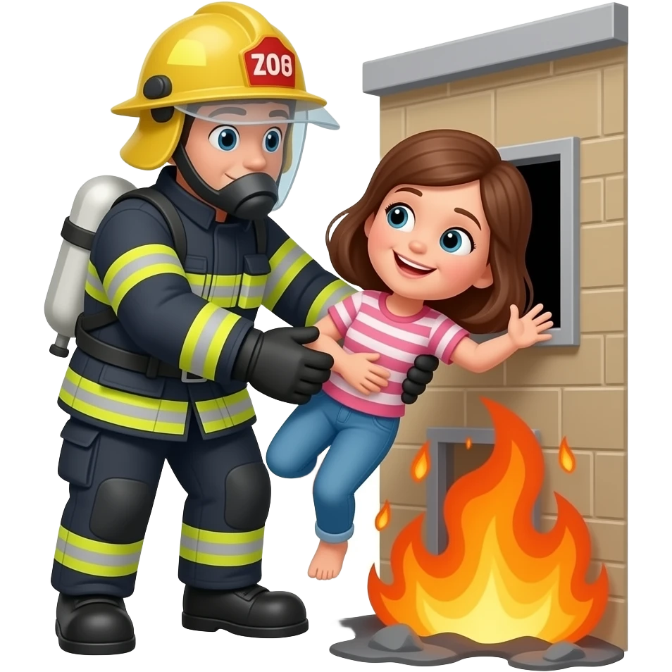 fire fighter saving a person from a burning building emoji