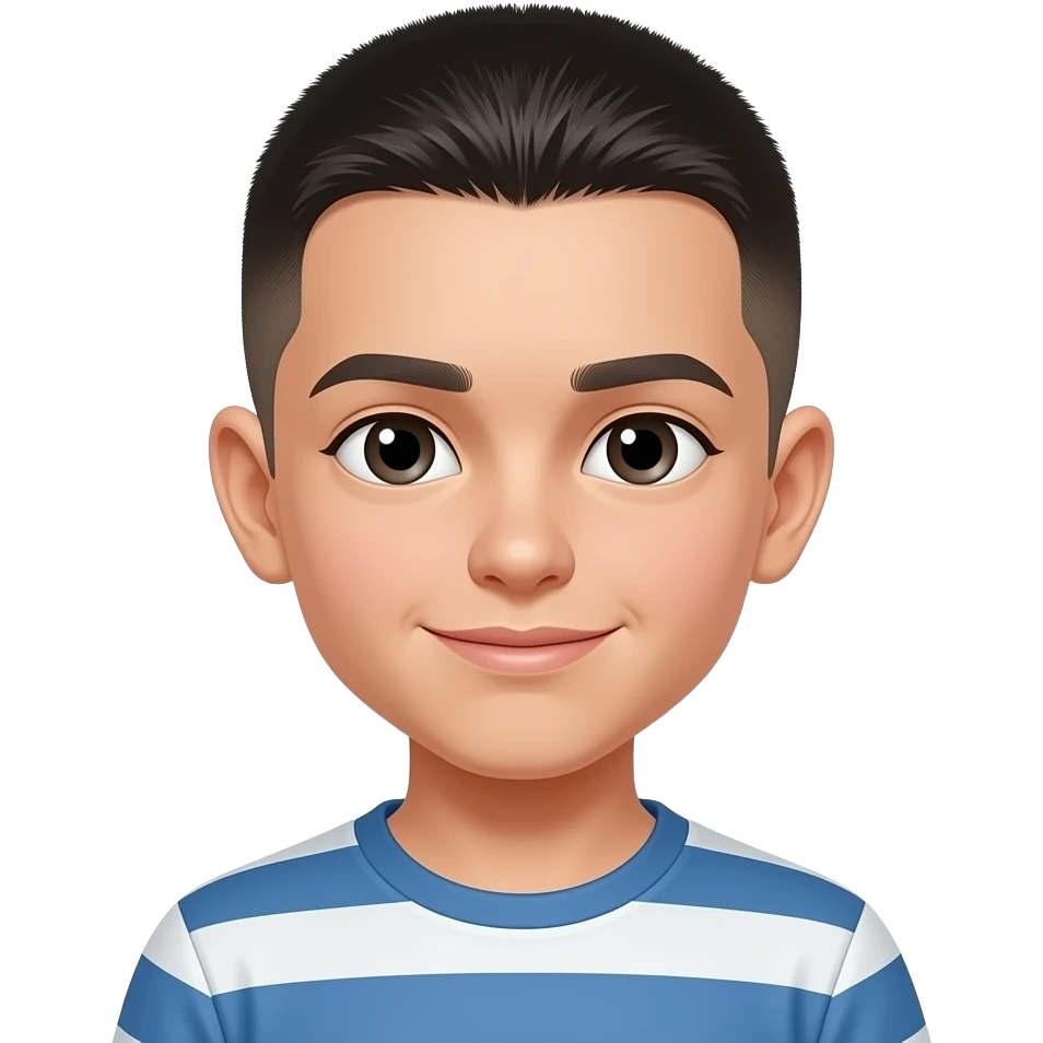 White kid with very short black buzz cut emoji