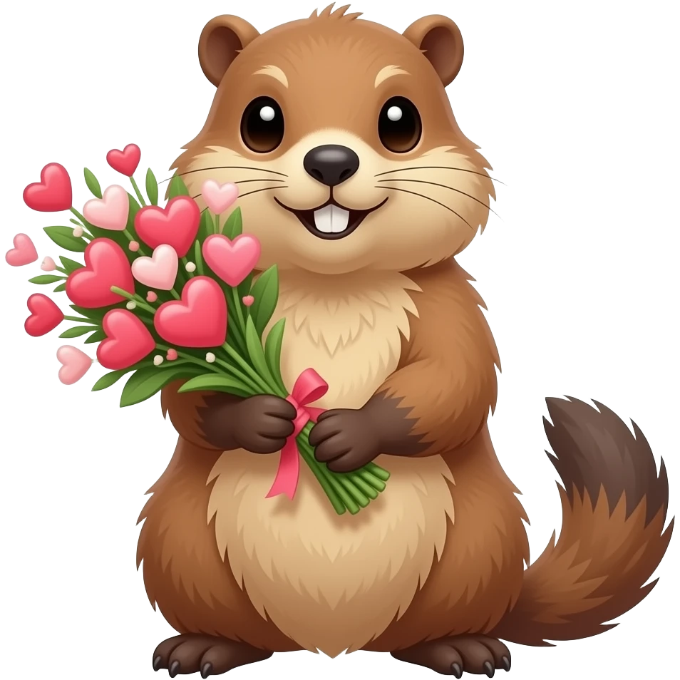 Marmotte avec bouquets de cœur emoji