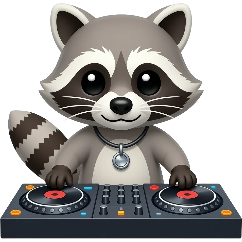 디제잉하는 너구리 emoji