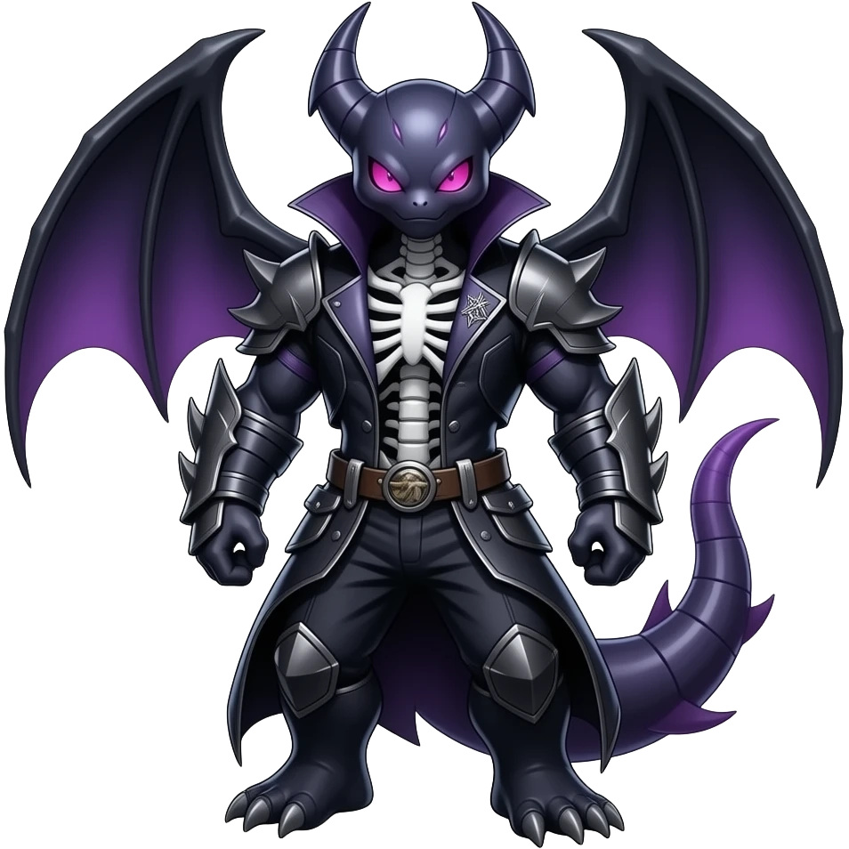 Shiny Badass Edgy Dark Evil Spectral Dusky Spooky Skeletal Cool Hot Stylish Handsome Duskull-Marowak-Darkrai-Fakémon-fusion (full body) emoji