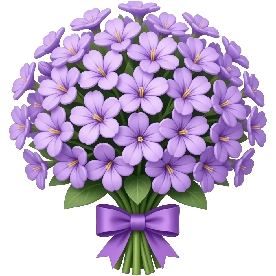 pastel violet flowers bouquet huge with a small violet bow emoji