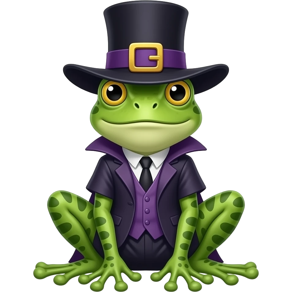 a frog witch has a top hat emoji