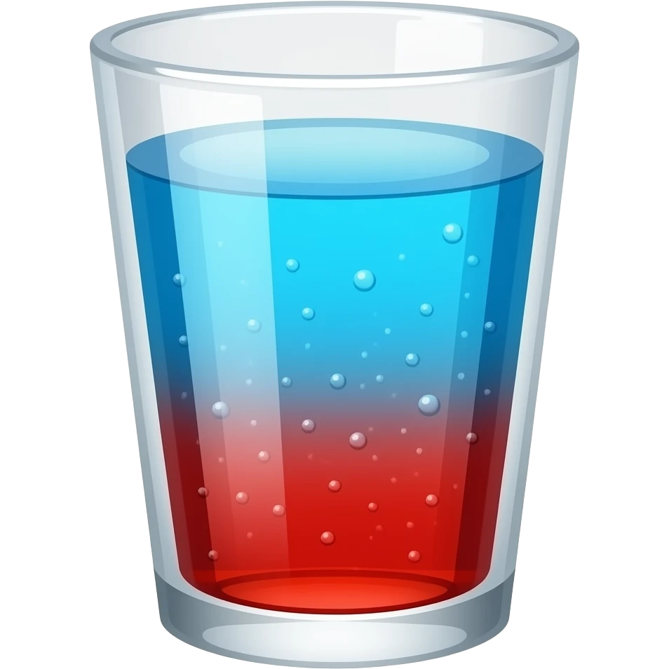 cute layered apple soda, red bottom layer, sky blue top layer, clear cup, 3d emoji style, no text emoji
