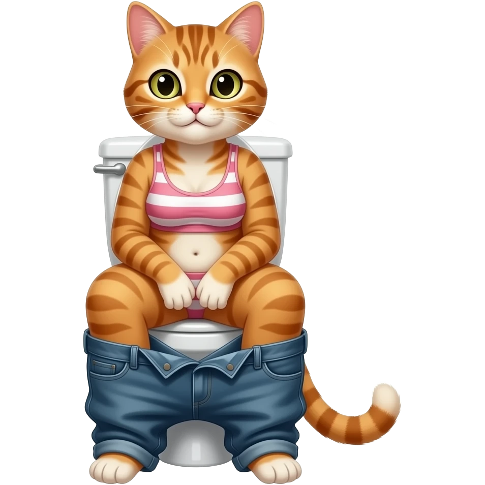 Female cat furry person woman sit on toilet pants down emoji