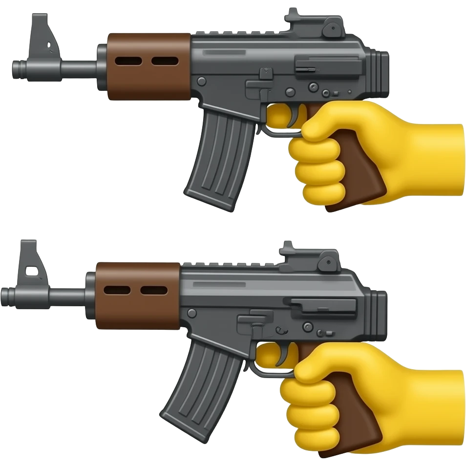 2 YELLOW HANDS aiming a machine gun, emoji style emoji