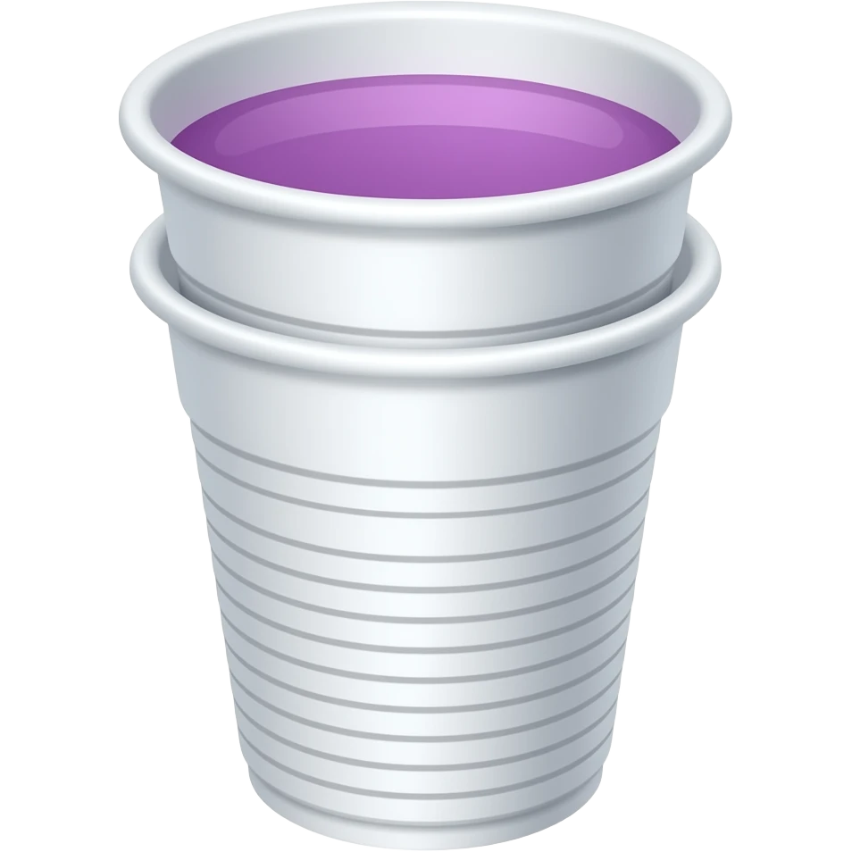 2 styrofoam cups stacked on top of eachother with purple liquid emoji