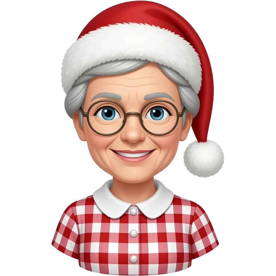 Mrs. Claus checkered dress emoji