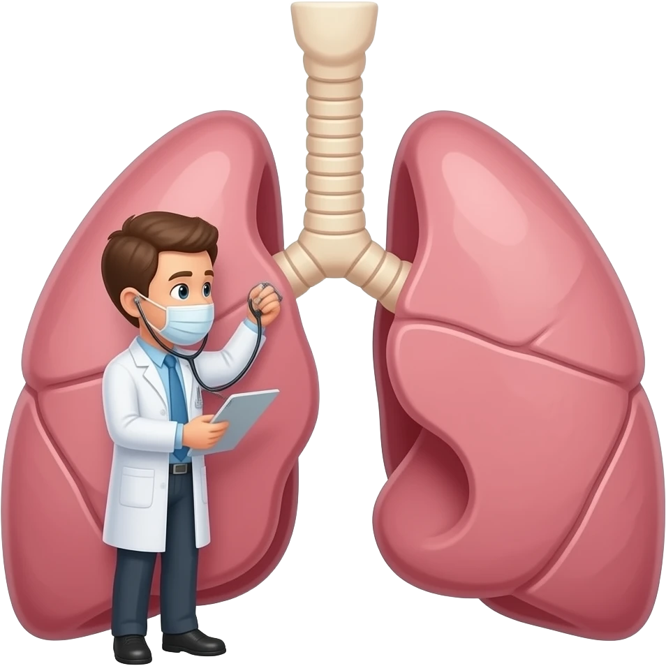Pediatrician examines lung with pneumonia emoji