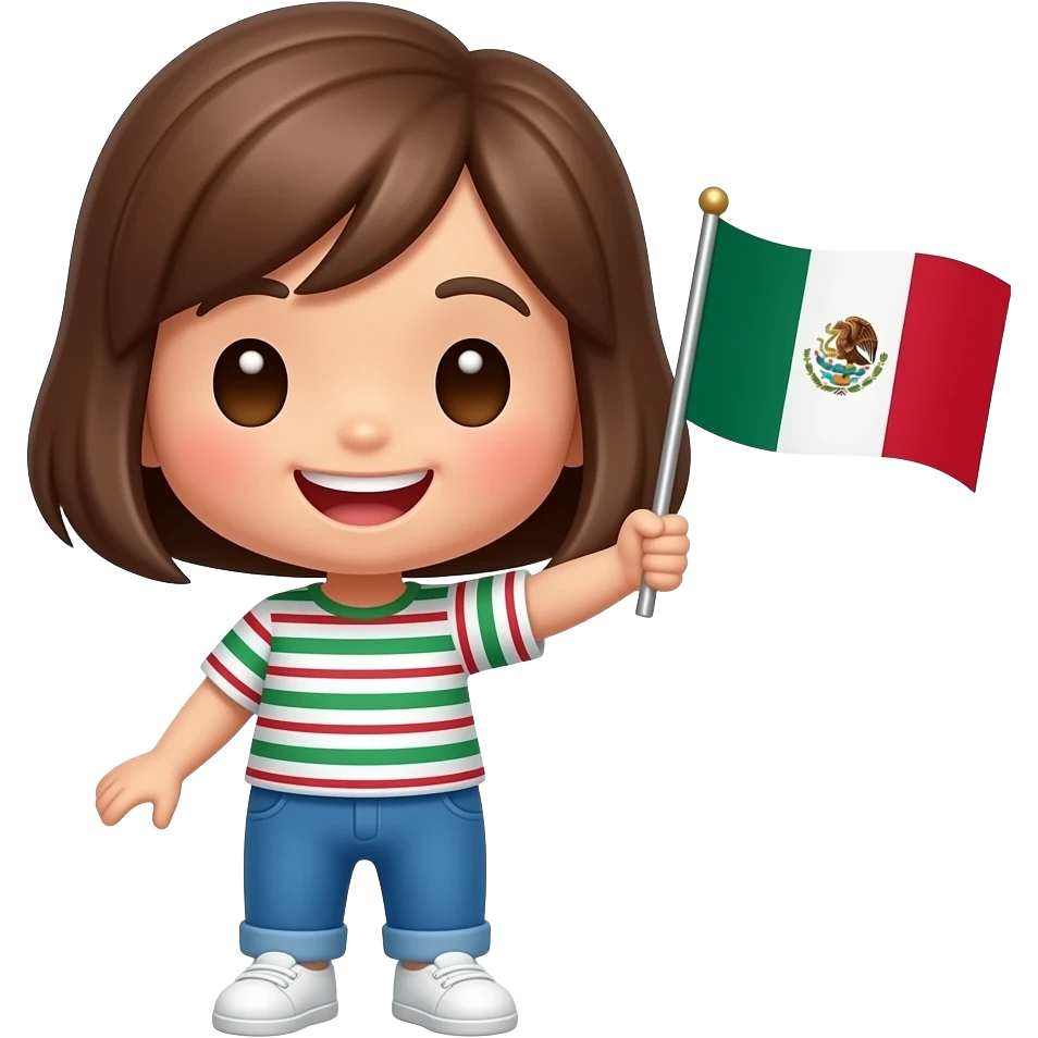 Chibi emoji, big head small body, paper sprite girl, crisp white folded ...