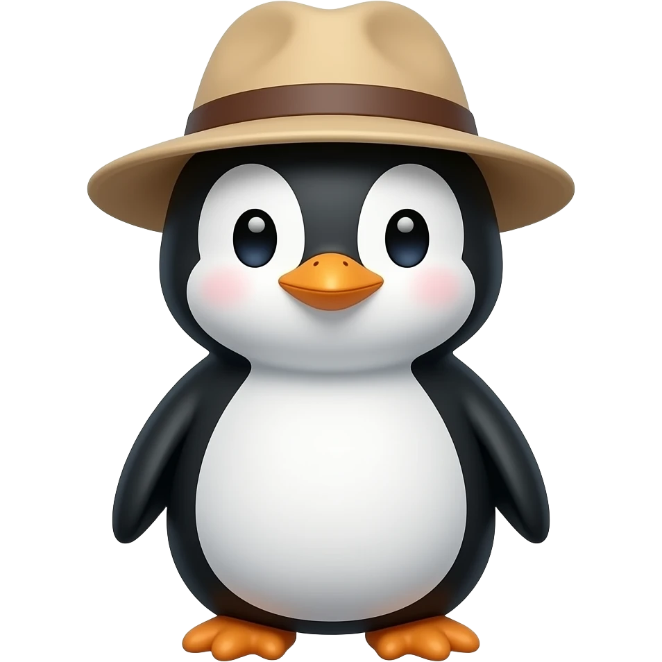 a cute cartoon Penguin with a Hat emoji